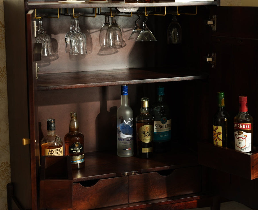 Wellington Solid Wood Bar Cabinet - Bar Cabinet - Furniselan Grey-Finish