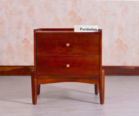 Wellington Solid Wood Bedside Table Two Drawer - Bedside Table - Furniselan - Brown-Finish