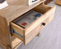Wellington Solid Wood Bedside Table Two Drawer - Bedside Table - Furniselan - Natural-Finish