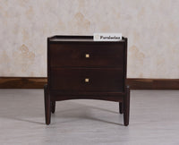 Wellington Solid Wood Bedside Table Two Drawer - Bedside Table - Furniselan - Grey-Finish