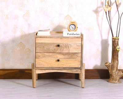 Wellington Solid Wood Bedside Table Two Drawer - Bedside Table - Furniselan