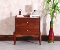 Wellington Solid Wood Bedside Table Two Drawer - Bedside Table - Furniselan - Brown-Finish