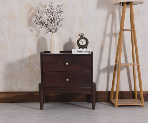 Wellington Solid Wood Bedside Table Two Drawer - Bedside Table - Furniselan - Grey-Finish