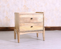 Wellington Solid Wood Bedside Table Two Drawer - Bedside Table - Furniselan - Natural-Finish