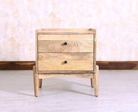 Wellington Solid Wood Bedside Table Two Drawer - Bedside Table - Furniselan - Natural-Finish