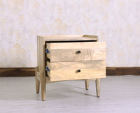 Wellington Solid Wood Bedside Table Two Drawer - Bedside Table - Furniselan - Natural-Finish