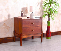 Wellington Solid Wood Bedside Table Two Drawer - Bedside Table - Furniselan - Brown-Finish