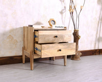 Wellington Solid Wood Bedside Table Two Drawer - Bedside Table - Furniselan - Natural-Finish
