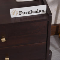 Wellington Solid Wood Bedside Table Two Drawer - Bedside Table - Furniselan - Grey-Finish