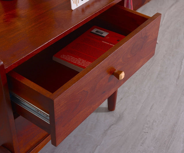 Wellington Solid Wood Bedside Table Two Drawer - Bedside Table - Furniselan - Brown-Finish