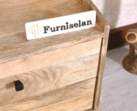 Wellington Solid Wood Bedside Table Two Drawer - Bedside Table - Furniselan - Natural-Finish