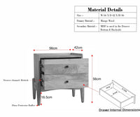 Wellington Solid Wood Bedside Table Two Drawer - Bedside Table - Furniselan - Brown-Finish