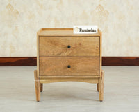 Wellington Solid Wood Bedside Table Two Drawer - Bedside Table - Furniselan -Natural Finish