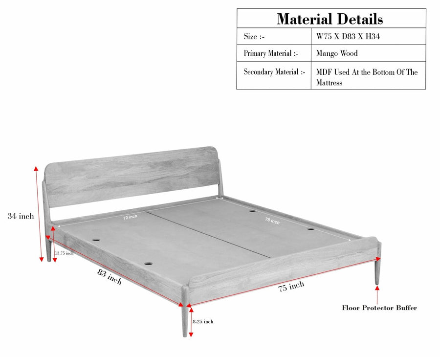 Wellington Solid Wood King Size Bed Natural Finish
