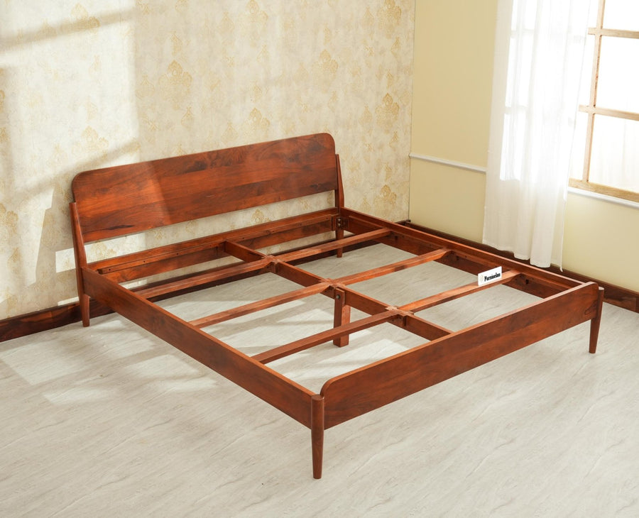 Wellington Solid Wood King Size Bed Brown Finish