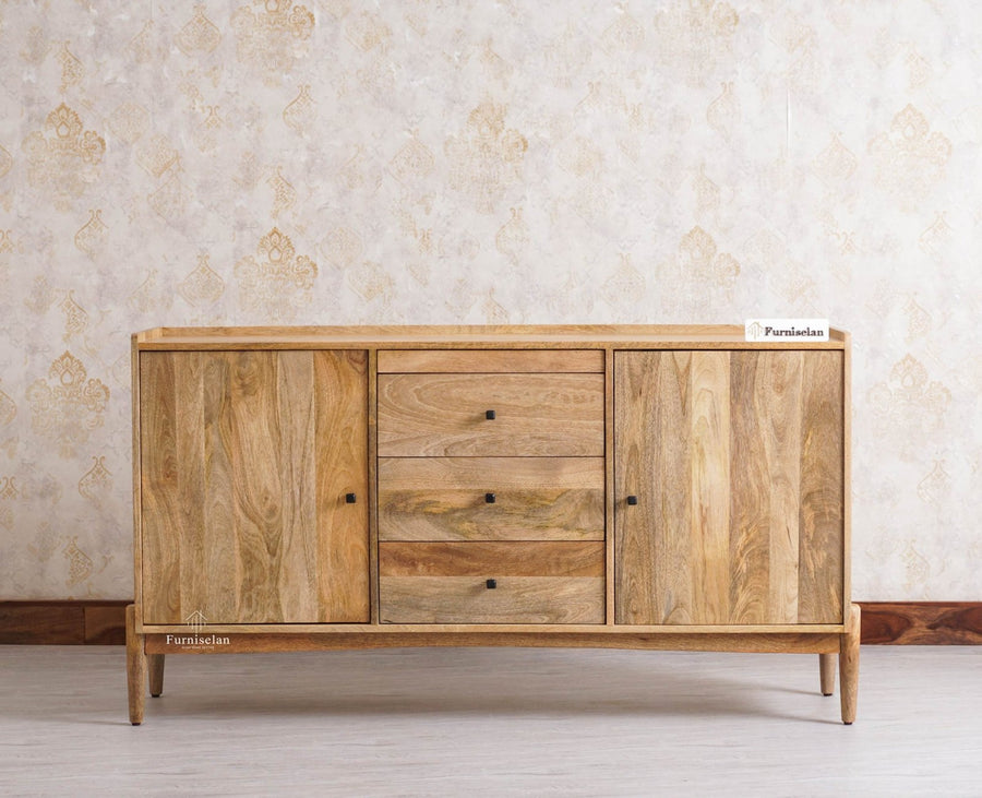Wellington Solid Wood Sideboard Cabinet Furniselan - Natural-Finish