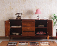 Wellington Solid Wood Sideboard Cabinet - Sideboard - Furniselan - Brown-Finish