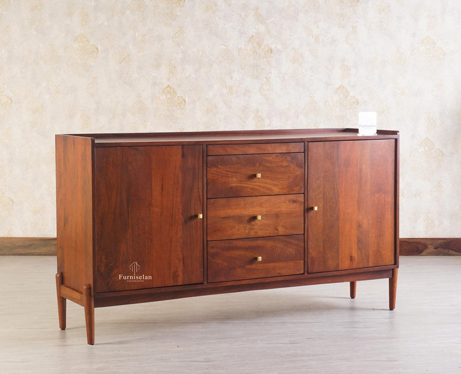Wellington Solid Wood Sideboard Cabinet - Sideboard - Furniselan - Brown-Finish