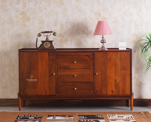 Wellington Solid Wood Sideboard Cabinet - Sideboard - Furniselan - Brown-Finish