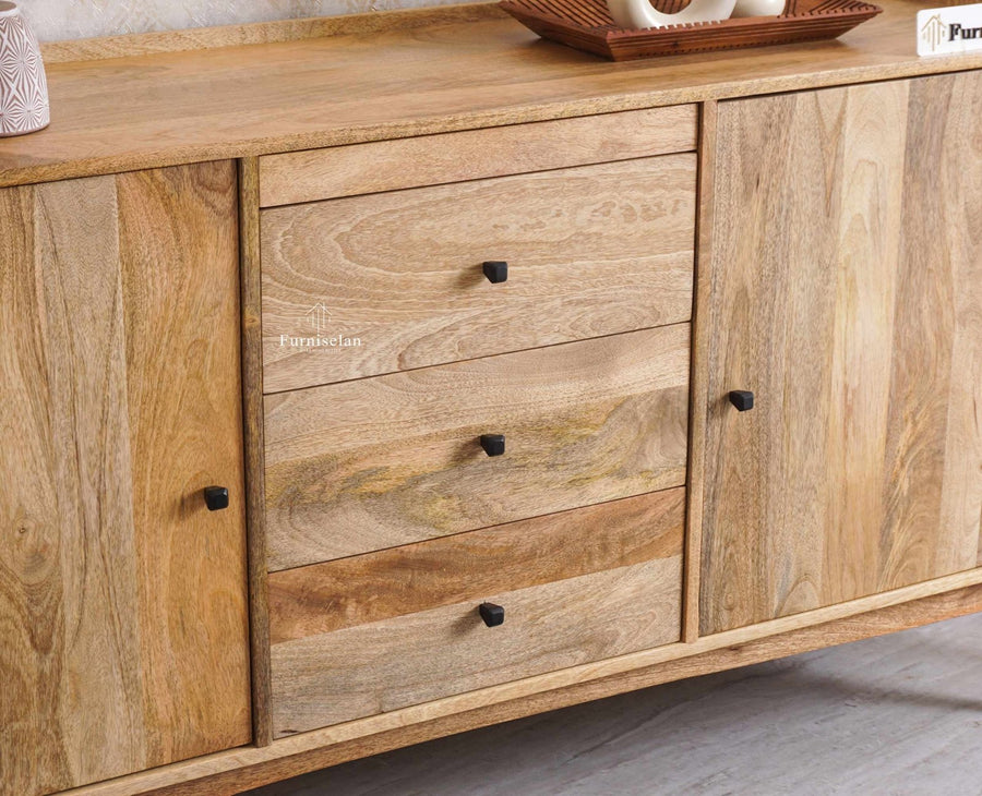 Wellington Solid Wood Sideboard Cabinet Furniselan - Natural-Finish