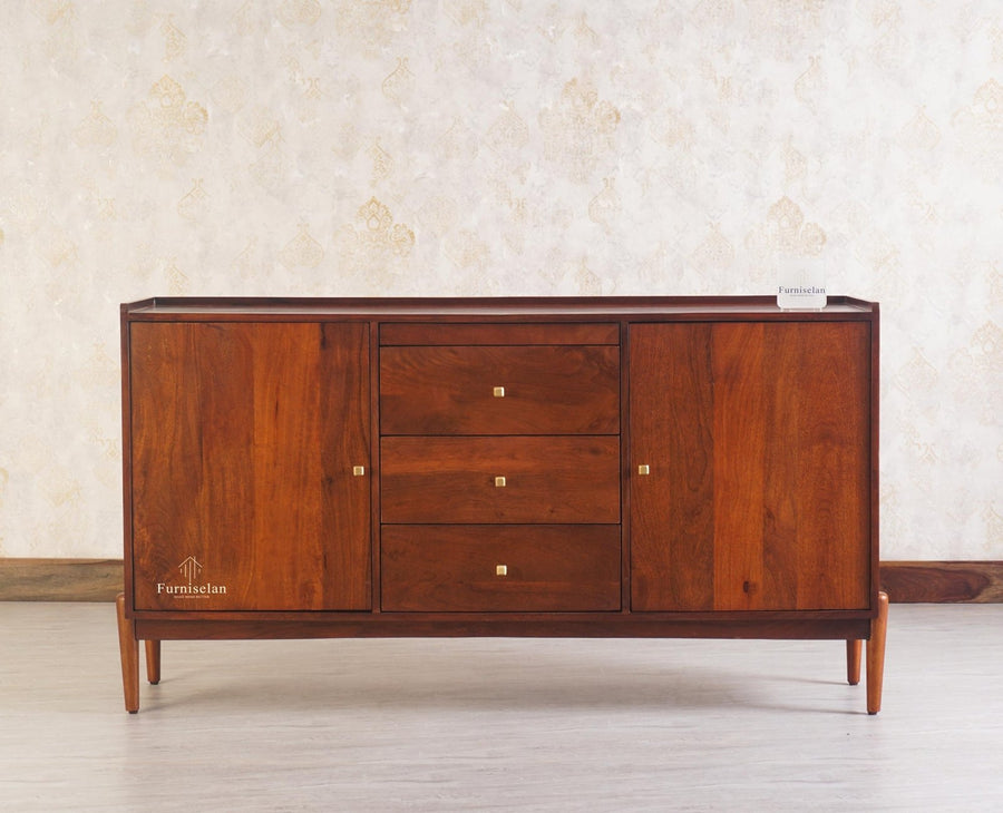 Wellington Solid Wood Sideboard Cabinet - Sideboard - Furniselan - Brown-Finish