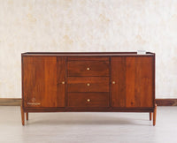 Wellington Solid Wood Sideboard Cabinet - Sideboard - Furniselan - Brown-Finish