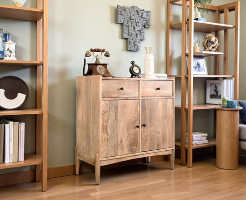 Wellington Solid Wood Sideboard Cabinet Two Door and Drawers - Sideboard - Furniselan - Natural-Finish