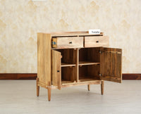 Wellington Solid Wood Sideboard Cabinet Two Door and Drawers natural finish