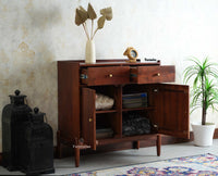 Wellington Solid Wood Sideboard Cabinet Two Door and Drawers - Sideboard - Furniselan - Brown Finish