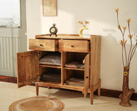 Wellington Solid Wood Sideboard Cabinet Two Door and Drawers natural finish