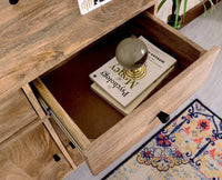 Wellington Solid Wood Sideboard Cabinet Two Door and Drawers - Sideboard - Furniselan - Natural-Finish