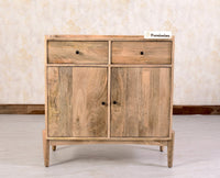 Wellington Solid Wood Sideboard Cabinet Two Door and Drawers - Sideboard - Furniselan - Natural-Finish