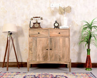 Wellington Solid Wood Sideboard Cabinet Two Door and Drawers - Sideboard - Furniselan - Natural-Finish