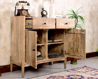 Wellington Solid Wood Sideboard Cabinet Two Door and Drawers - Sideboard - Furniselan - Natural-Finish