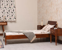 Wellington Solid Wood Single Size Bed - Single Size Bed - Furniselan Brown Finish