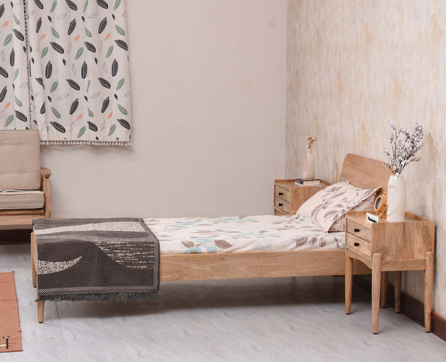 Wellington Solid Wood Single Size Bed - Single Size Bed - Furniselan Natural Finish