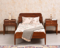 Wellington Solid Wood Single Size Bed - Single Size Bed - Furniselan Brown Finish