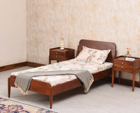 Wellington Solid Wood Single Size Bed - Single Size Bed - Furniselan Brown Finish
