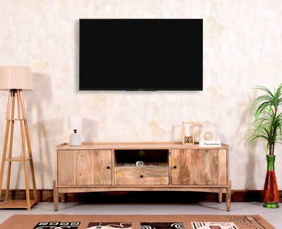 Wellington Solid Wood TV Cabinet Two Door and One Drawer - Tv Cabinet - Furniselan