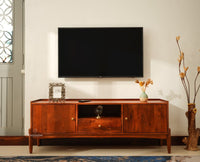 Wellington Solid Wood TV Cabinet Two Door and One Drawer- Brown Finish