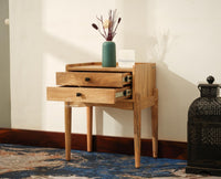 Wellington Solid Wood Two Drawer Side Table - Furniselan-Natural Finish