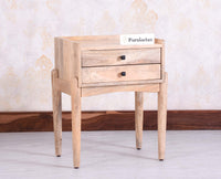 Wellington Solid Wood Two Drawer Side Table - Furniselan Natural Finish