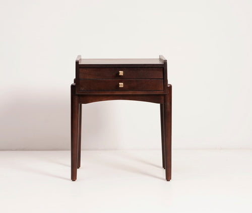 Wellington Solid Wood Two Drawer Side Table - Furniselan-Grey-Finish