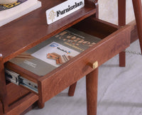 Wellington Solid Wood Two Drawer Side Table - Furniselan Brown Finish