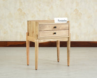 Wellington Solid Wood Two Drawer Side Table - Furniselan-Natural Finish