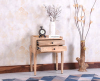 Wellington Solid Wood Two Drawer Side Table - Furniselan Natural Finish