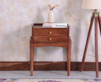 Wellington Solid Wood Two Drawer Side Table - Furniselan Brown Finish