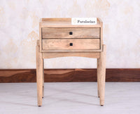 Wellington Solid Wood Two Drawer Side Table - Furniselan Natural Finish
