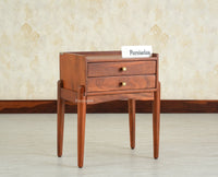 Wellington Solid Wood Two Drawer Side Table - Furniselan-Brown Finish