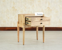 Wellington Solid Wood Two Drawer Side Table - Furniselan-Natural Finish